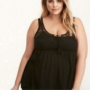 Torrid black sleeveless lace babydoll tank top plus size 2X